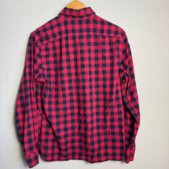 Banana Republic Men's Red/Black Check Untucked Slim Fit Button Up‎ Shirt Medium - Picture 5 of 13